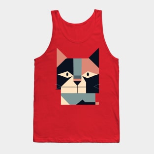 Geometric funny Cat Face Abstract Shapes Tank Top